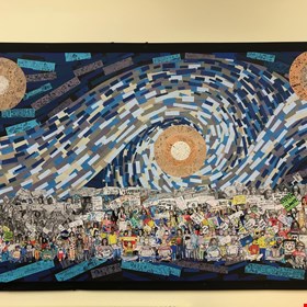 Tapton students produced a large scale illustration installation protesting climate change, taking inspiration from the Student climate protests, Kidlit4climate and the Little people Big Dreams books.