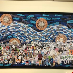 Tapton students produced a large scale illustration installation protesting climate change, taking inspiration from the Student climate protests, Kidlit4climate and the Little people Big Dreams books.