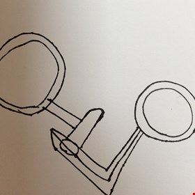 Drawing of a description of hidden scissors