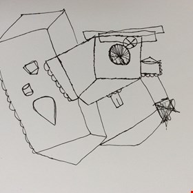 Drawing of a description of a hidden pencil sharpener