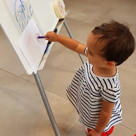 Our youngest visitor at the Get Drawing @Chatsworth workshops in the Garden