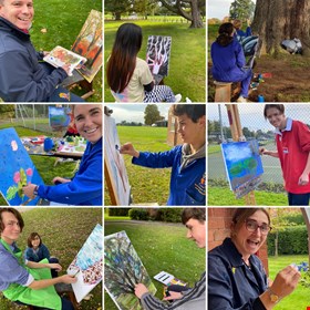 Shrewsbury School use broccoli & asparagus to draw trees around the site! 