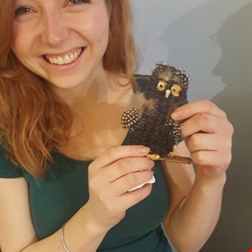 Hannah fell in love with this owl in one of our weaving workshops