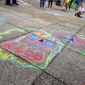 Colourful Sugar Skull Pavement Art