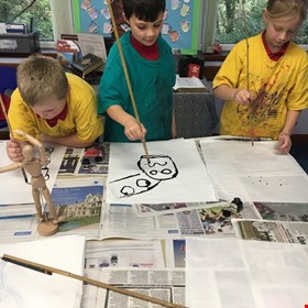 Painting with garden canes